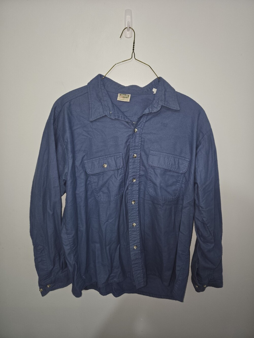 Men's Casual Button-Down Flannel Shirt in Blue